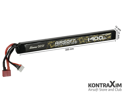 Батарея для страйкбола [Gens Ace] 25C 1400MAH 3S1P 11.1V LIPO T-PLUG