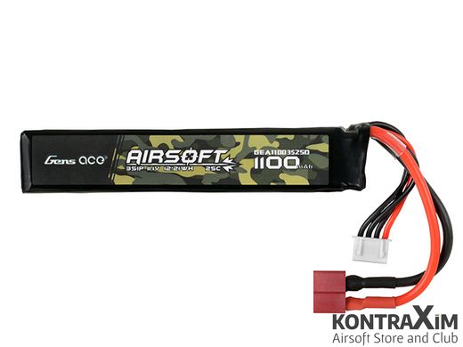 GENS ACE 25C 1100MAH 3S1P 11.1V AIRSOFT LIPO BATTERY T-PLUG